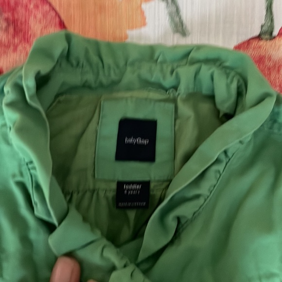 Baby Gap girl toddler blazer collar, puff sleeves 1 button pockets green 4 years - Picture 3 of 5